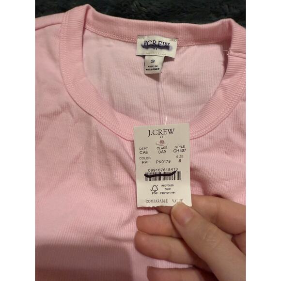 NWT J.Crew Size Small Short-sleeve ribbed crewneck tee Pearl Pale Pink Causal - Picture 4 of 8